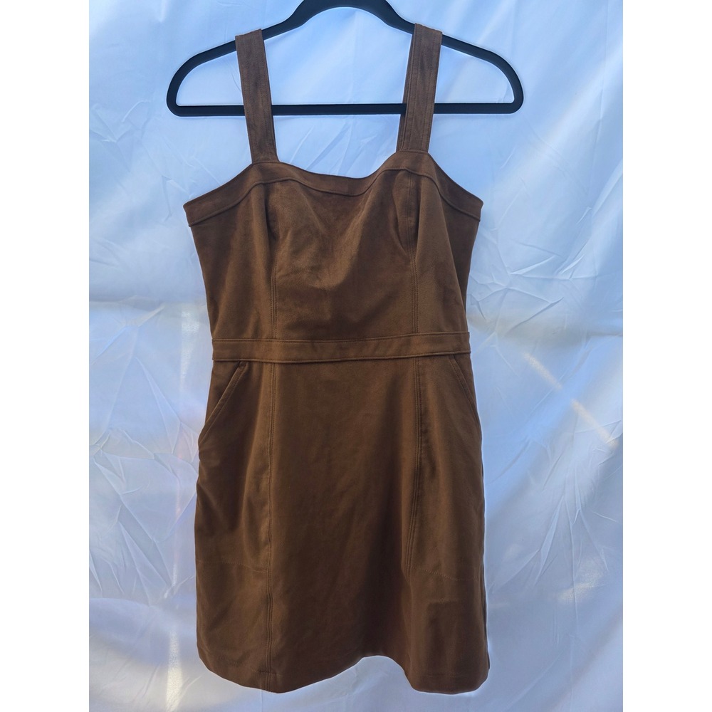 Abercrombie & Fitch Brown Faux Suede Mini Dress Strappy Pockets Womens Size S
